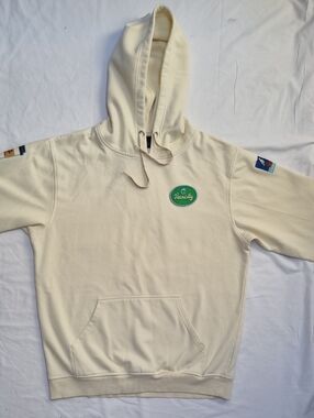 Vanity Cream Hooded Pullover with Green Logo Patch